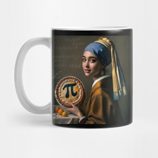 Pi Day Elegance: Girl with a Pearl Earring Goes Mathematical Mug